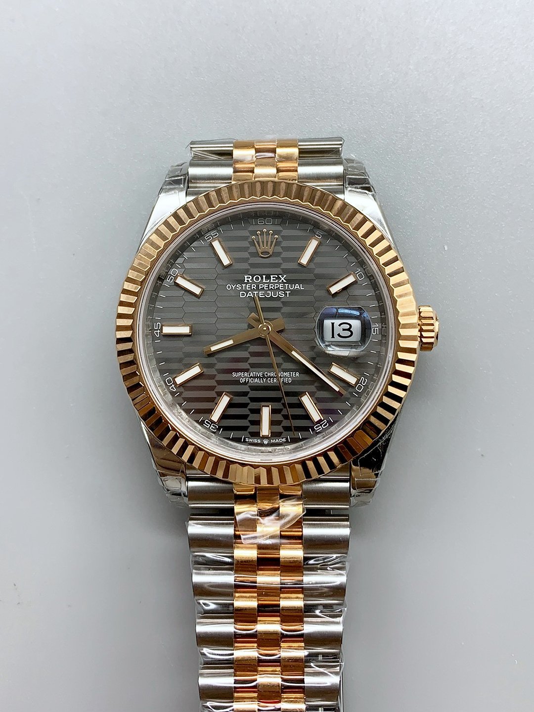 1月13日-440.jpg Rolex Datejust 41MM Two Tone Rose Gold Plating Fluted Dial Watch(1:1Super Clone ) - Image 1