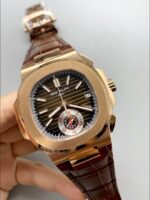 Patek Philippe Nautilus 5980/R Chronograph Rose Gold on 904L Steel Case in Brown Dial (1:1Super Clone) - Image 3