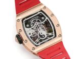 Replica Richard Mille RM S10 Koi Tourbillon Watch Rose Gold with Diamond - Red Leather Strap - Image 10