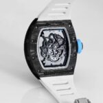 Best Replica RICHARD MILLE RM 055 Skeleton Watch - Swiss Movement Super Clone, Carbon Fiber Case, Sporty White Rubber Strap - Image 8