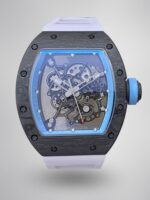Replica Richard Mille RM055 NTPT Carbon Fiber Light Blue Skeleton Dial Super Clone Watch