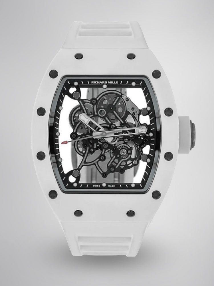 Richard Mille RM055 BBR White Ceramic Skeleton Swiss Replica Sports Watch, AAA Super Clone