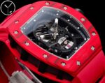 Best Richard Mille RM52-01 Replica - Red Rubber Strap, Skeleton Dial, Swiss Tourbillon, Carbon Fiber Case - Image 8