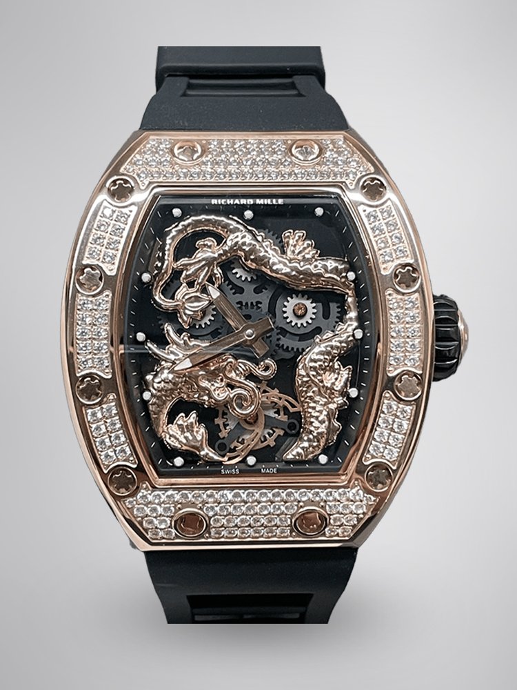 97d6f30c260c1ed8b0bc930645da4302.jpg Swiss Richard Mille RM 51-01 Replica Tiger And Dragon Michelle Yeoh Watch with Diamond Bezel And Black Rubber Strap - Image 1
