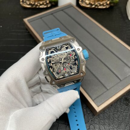 Luxury Replica Richard Mille RM 35-03 Rafael Nadal Skeleton Dial Blue Strap Watch For Men - Image 3