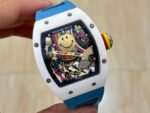 Richard Mille RM 88 Smiley Automatic Tourbillon Replica White Ceramic Blue Strap Watch - Image 3