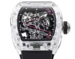 Replica Richard Mille RM 38-02 Pink Themed Crystal Skeleton Tourbillon Black Rubber Strap Watch - Image 10