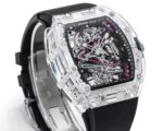 Replica Richard Mille RM 38-02 Pink Themed Crystal Skeleton Tourbillon Black Rubber Strap Watch - Image 2
