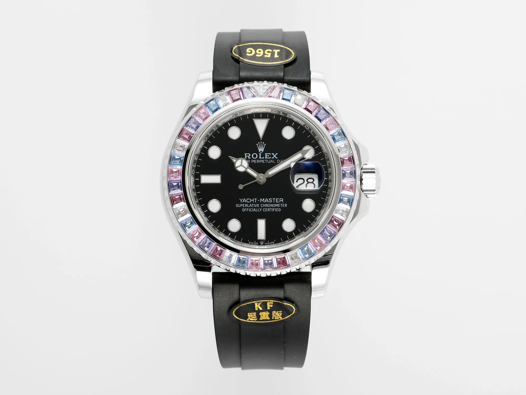 src_0-154.webp Rolex Yacht-Master “Heavy Edition” – Black Dial with Rainbow Bezel, Rubber Strap - Image 1