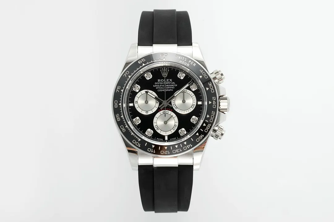 Rolex Daytona – Black Dial, Stainless Steel Case, Rubber Strap Watches Chronograph