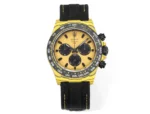 Rolex Daytona Carbon Fiber Night Glow Case Watch – Yellow with Black Strap