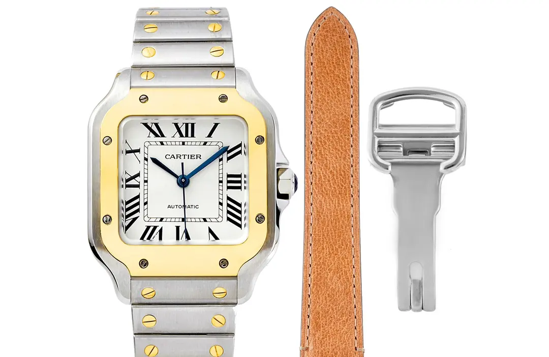 Cartier Santos de Cartier Watch Silver Gold White