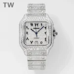Cartier Santos Full Diamond Watch Silver